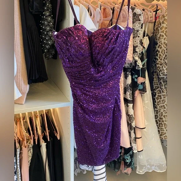 La Femme | Dresses | Purple Sequin Cocktail Dress La Femme Size 8 Never  Worn | Poshmark